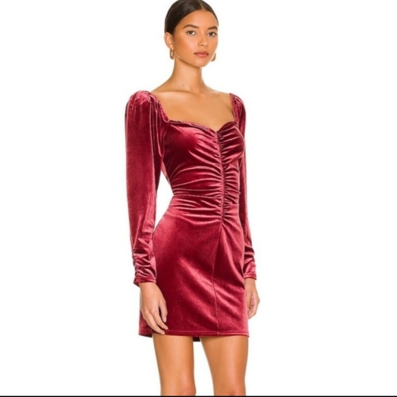Astr Dresses & Skirts - ⭐ Astr the Label cranberry ruched velvet dress S NWOT ⭐2 for 15